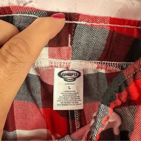 concepts sports sleepwear TTU texas tech red raiders Plaid Pajama Pants sz L - Picture 3 of 9